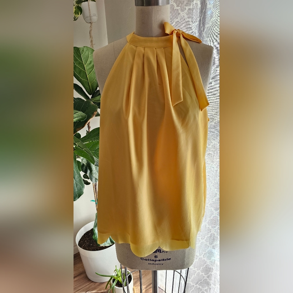 Maison Jules yellow scalloped bottom top